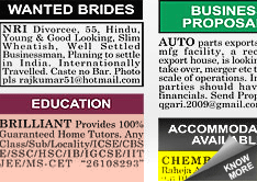 Chandigarh Tribune Situation Wanted display classified rates